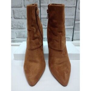 Suede Tan Stiletto Heeled With  Zipper  Booties Size 9